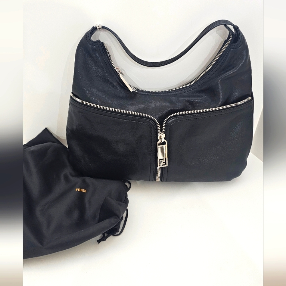 Fendi Black Unzip Hobo